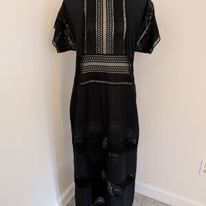 Banana Republic Black Maxi Dress with Embroidery